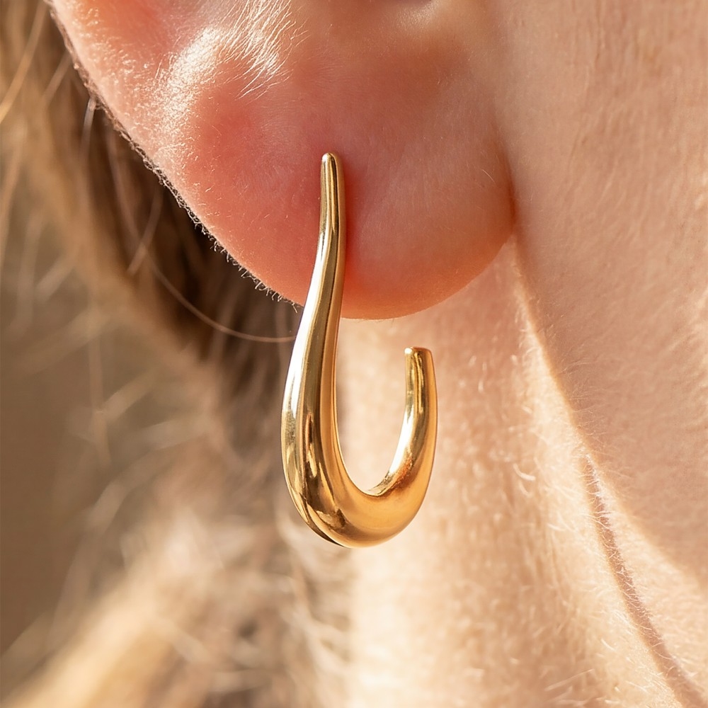 Gold Dipped J Hoop Earrings