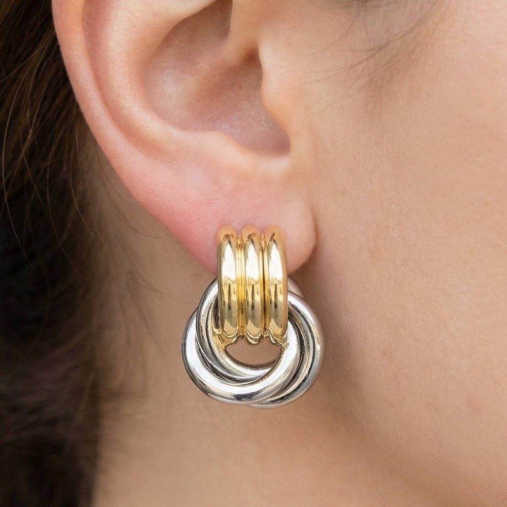 Gold Dipped Two Tone Knot Stud Earrings