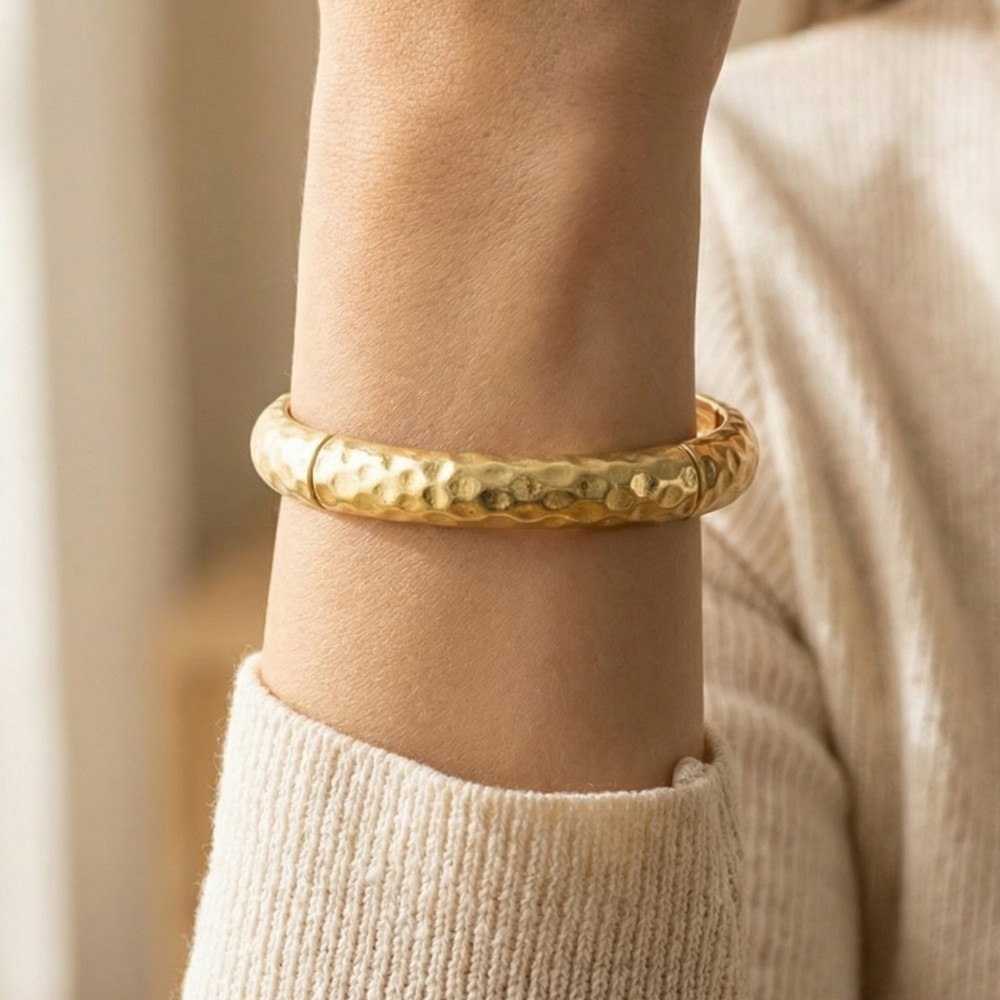 Hammered Texture Stretch Bangle Bracelet