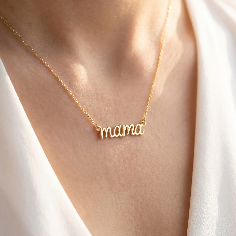 Mama Script Pendant Letter Necklace