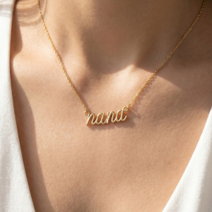 Gold Dipped Nana Script Pendant Necklace