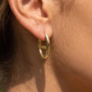 Gold Dipped Mariner Link Chunky Hoop Earrings