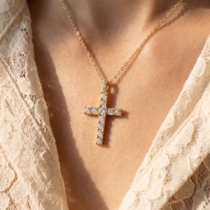 Cz Pavé Cross Pendant Necklace