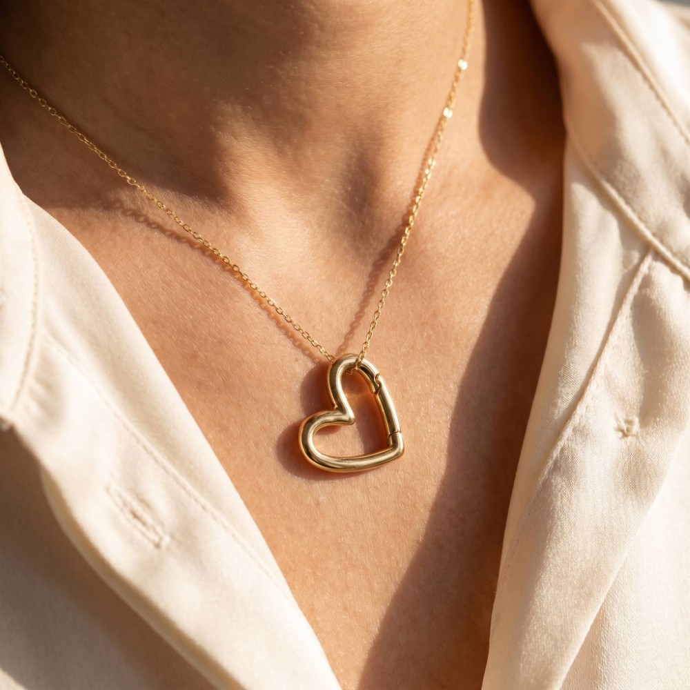 Open Heart Carabiner Pendant Necklace