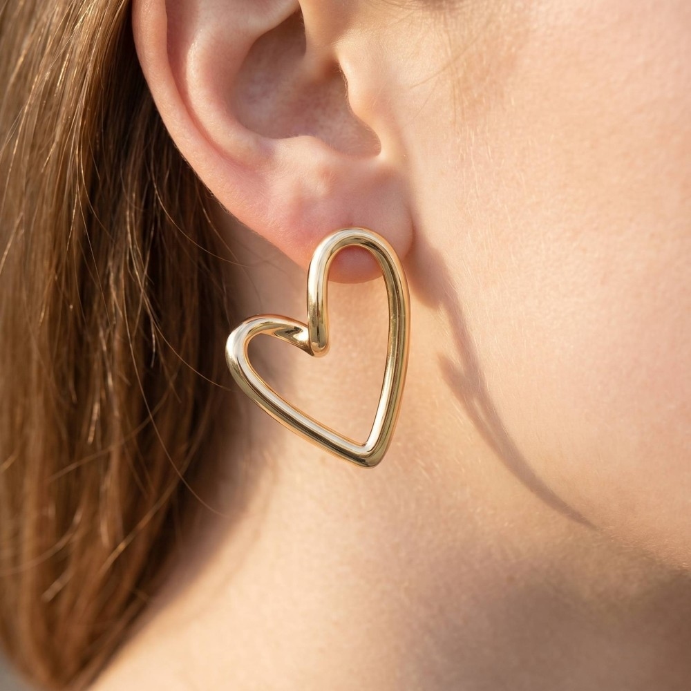 Large Open Heart Stud Earrings