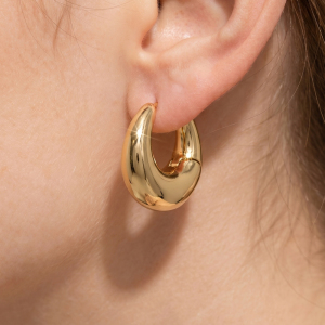 Gold Dipped Chunky Dome Huggie Hoop Earrings