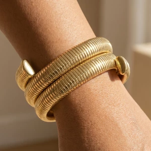 Triple Row Coil Wrap Tube Bracelet