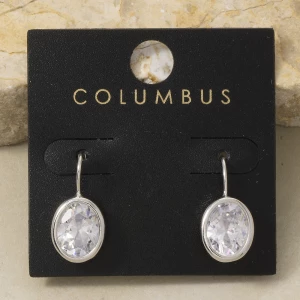 Gold Dipped Large Oval Bezel Cz Wire Drop Earrings