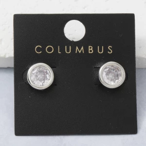 Gold Dipped Round Bezel Cz Stud Earrings