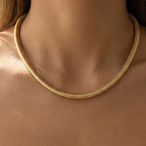 Ribbed Omega Tube Collar Necklace