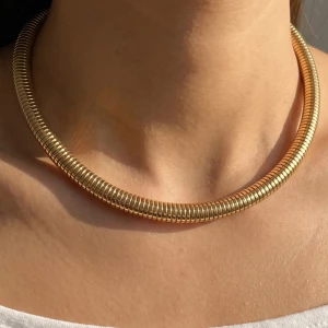 Gold Dipped Coiled Tube Magnetic Choker Necklace