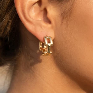 Chunky Chain Link Textured Huggie Hoop Earrings