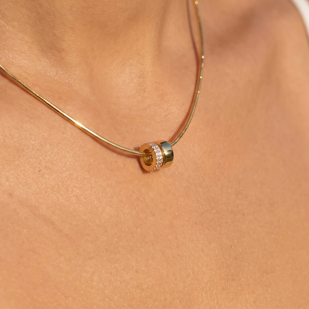 Pave Cz Slider Omega Collar Necklace