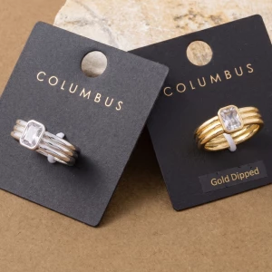 Gold Dipped Triple Band Step Cut Bezel Cz Ring
