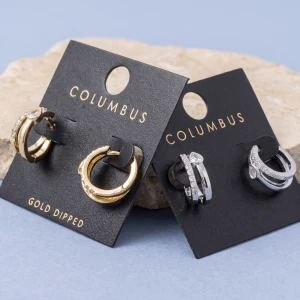 Gold Dipped Pave Cz Triple Split Huggie Earrings
