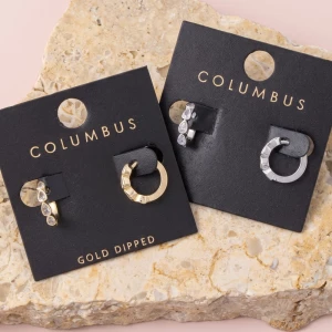 Gold Dipped Teardrop Cz Huggie Earring Duo