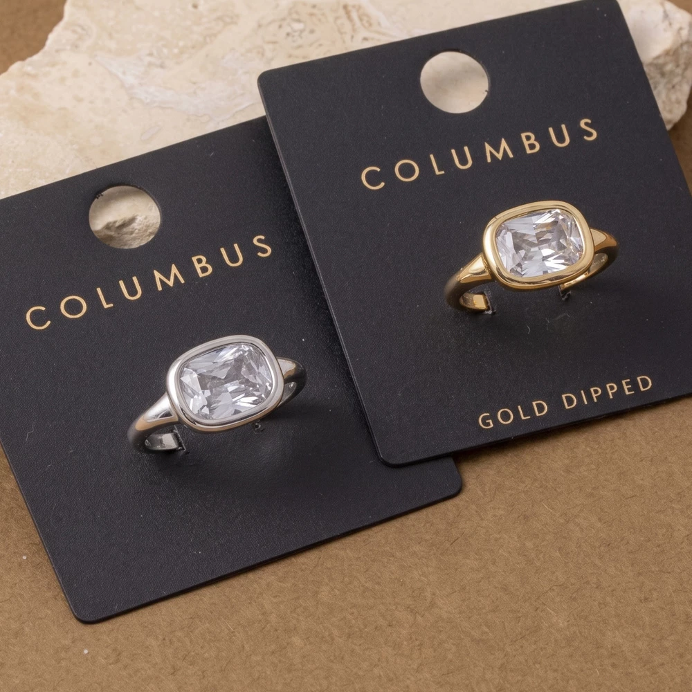 Gold Dipped Bezel Set Cz East West Ring