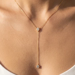 Heart Station Cz Drop Y Necklace
