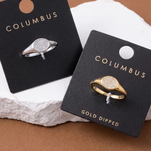 Gold Dipped Pave Cz Oval Signet Ring