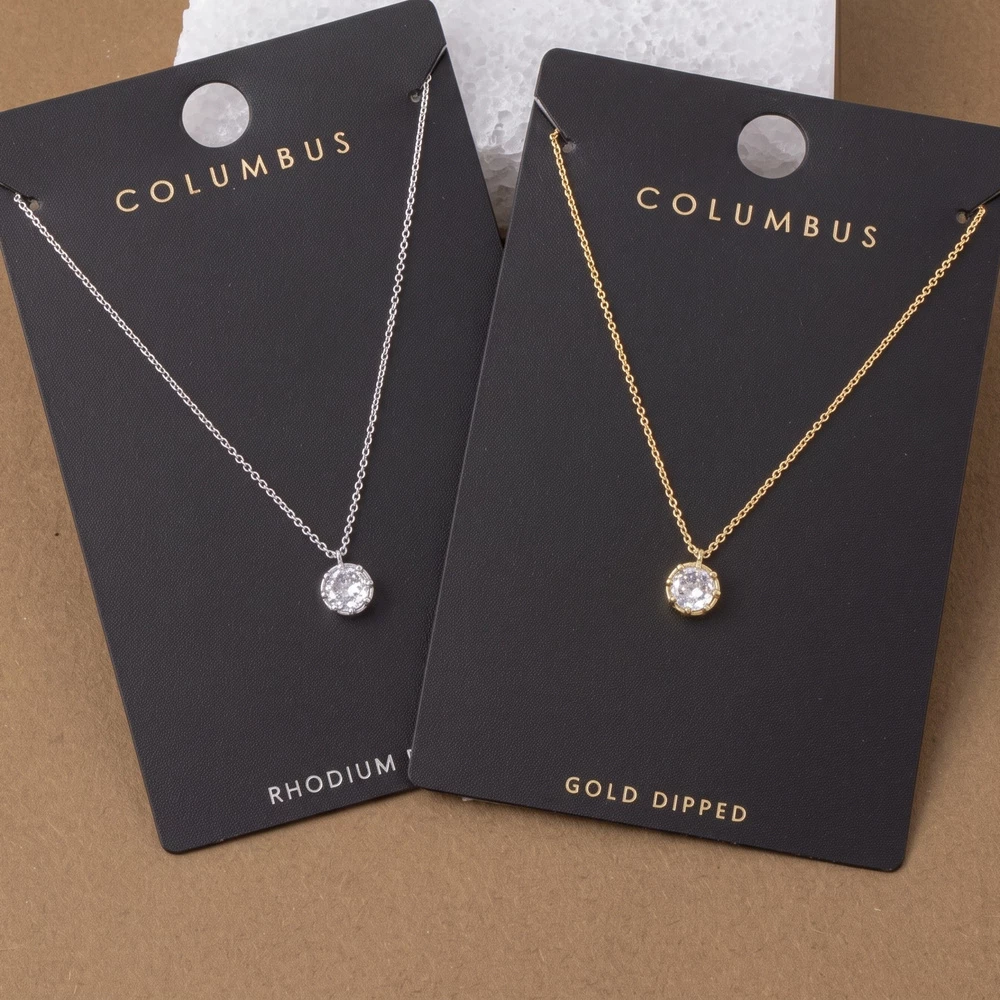Round Bezel Cz Solitaire Pendant Necklace