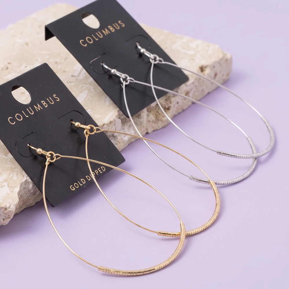 Gold Dipped Oversized Wire Teardrop Hoop Earrings
