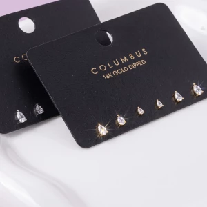 18K Gold Dipped Dainty Pear Cz Stud Earring Set