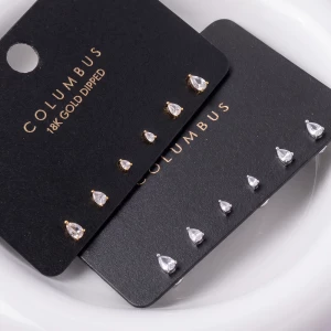 18K Gold Dipped Graduated Pear Cz Stud Earring Set