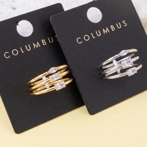 Gold Dipped Cz Three Piece Stackable Ring Set