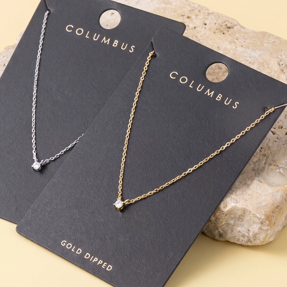 Gold Dipped Petite Cz Solitaire Pendant Necklace