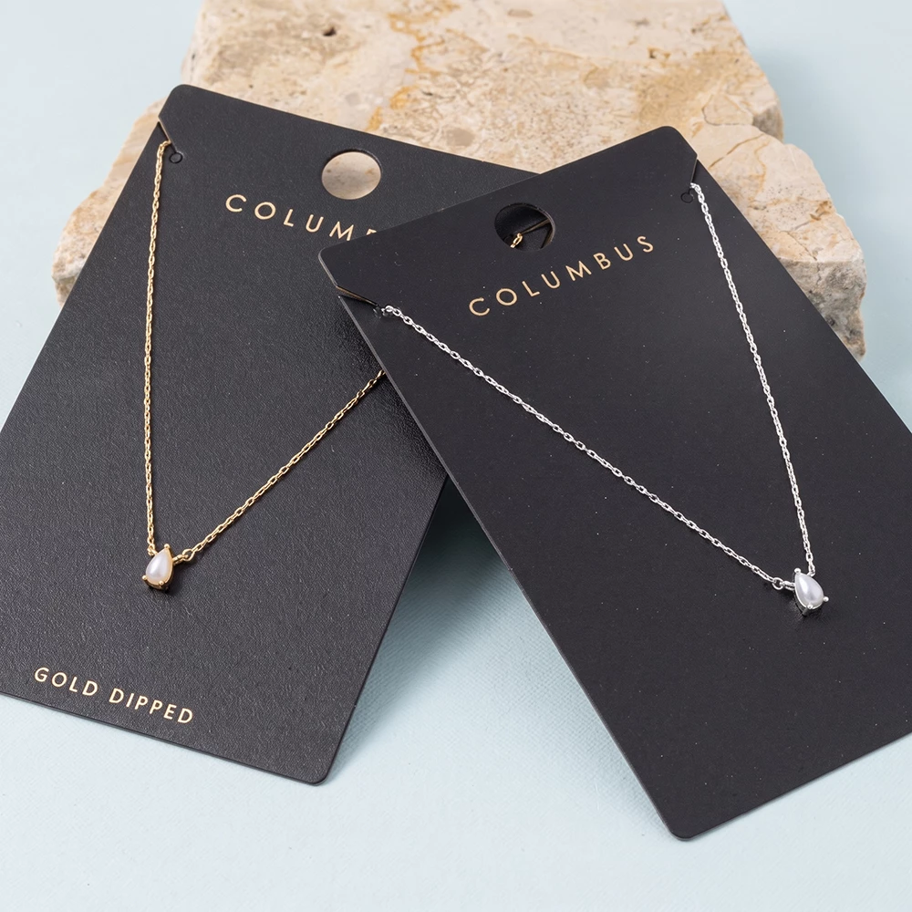 Gold Dipped Teardrop Pearl Pendant Necklace