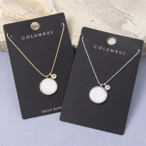 Gold Dipped Mop Disc Pendant Ball Chain Necklace