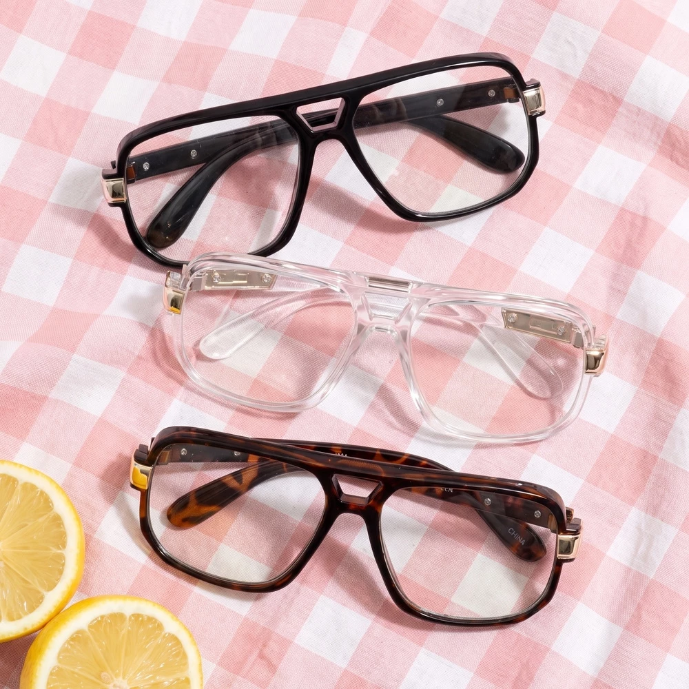 Square Clear Lens Double Bridge Glasses