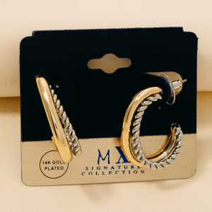 Gold Dipped Two Tone Layered Oval Hoop Earrings