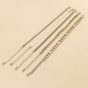 Mixed Curb And Tennis Chains Bracelet Set