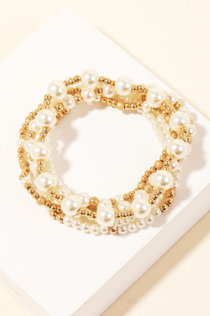 Metallic And Pearly Beaded Bracelet Set