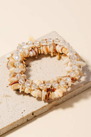 Glass And Pebble Stone Beaded Bracelet Set