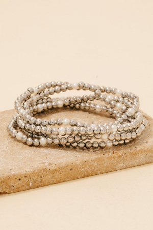 Multi Pearl Ball Beaded Bracelet Set
