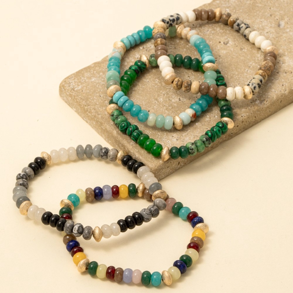 Mixed Semi Precious Stone Beaded Bracelet