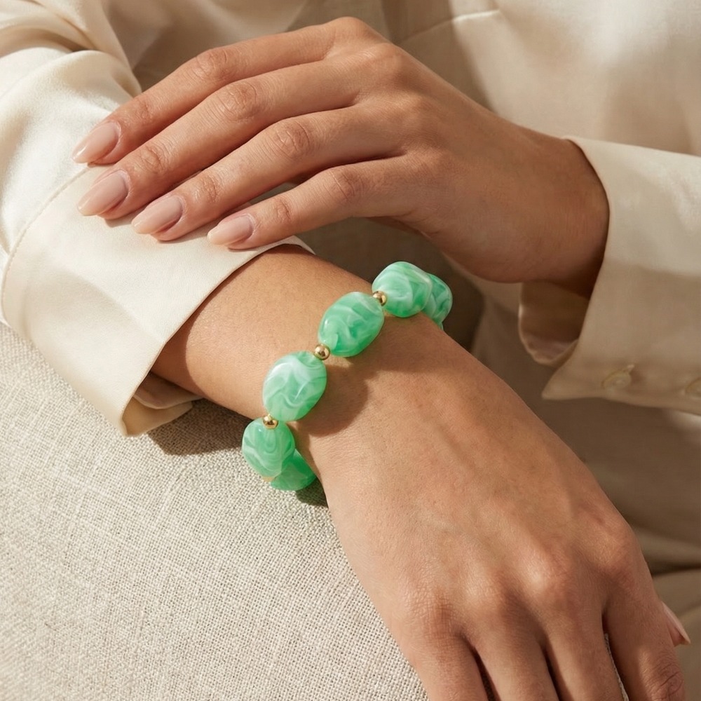 Chunky Marble Resin Beaded Bracelet