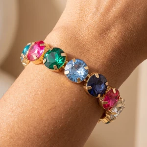 Multi Stone Glass Crystal Stretch Bracelet