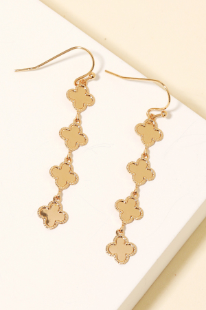Dainty Metallic Clover Chain Dangle Earrings