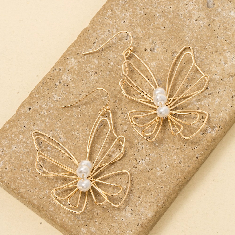 Metallic Wire Butterfly Dangle Earrings