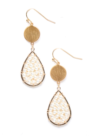 Pearly Beaded Tear Dangle Earrings