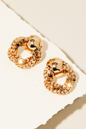 Abstract Square Chain Hoop Door Knocker Earrings