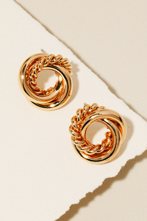 Intertwined Hoop Stud Post Earrings