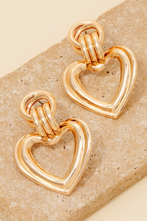 Metallic Heart Door Knocker Earrings