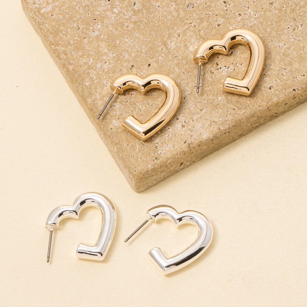 Thick Heart Hoop Earrings