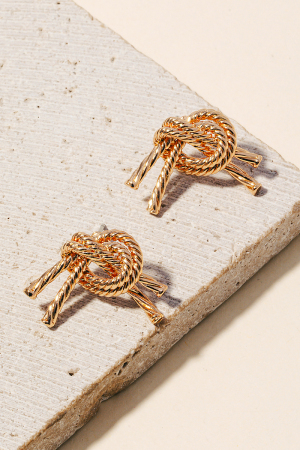 Metallic Tied Rope Knot Stud Earrings