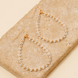 Glass And Metallic Beaded Tear Dangle Earrings