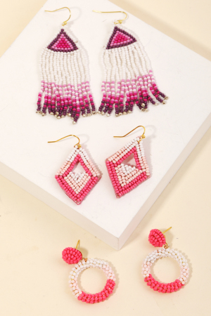 Seed Beaded Earrings Set